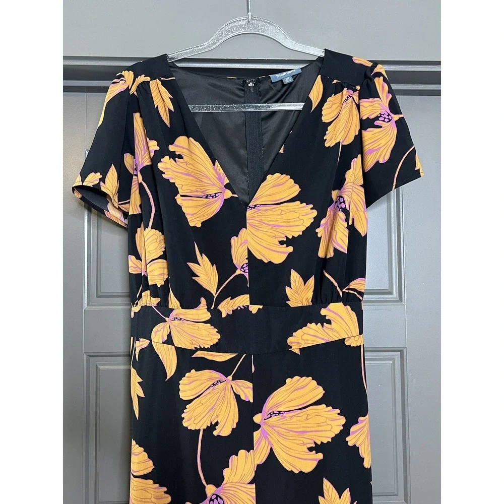 ModCloth Jumpsuit Women Plus 1x Black Floral Wide Leg‎ Orange Pink Spring Casual